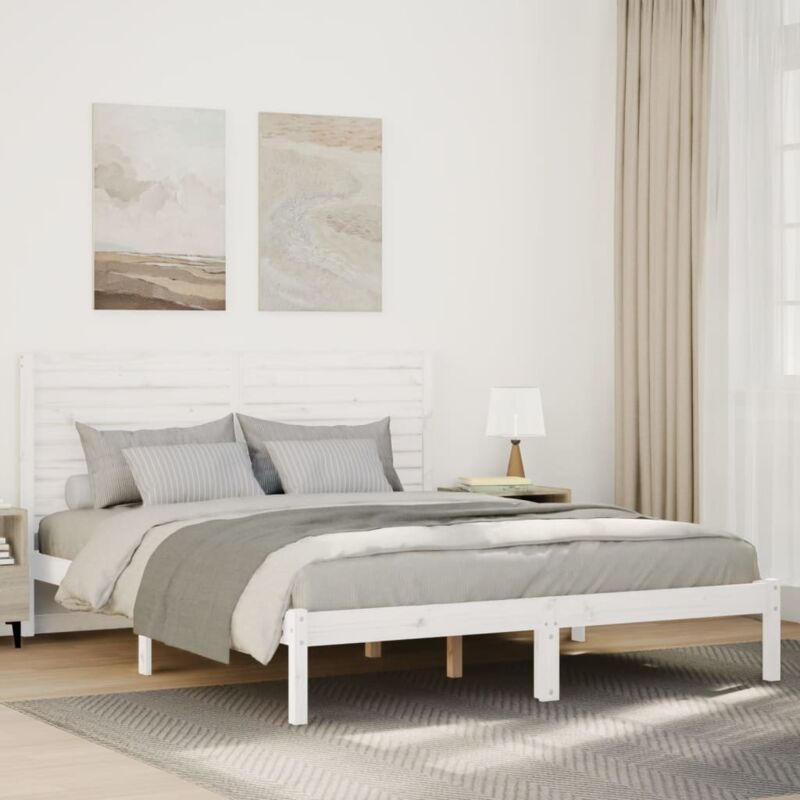 Massivholzbett Extra Lang Ohne Matratze Weiß 140x220 Cm Vidaxl