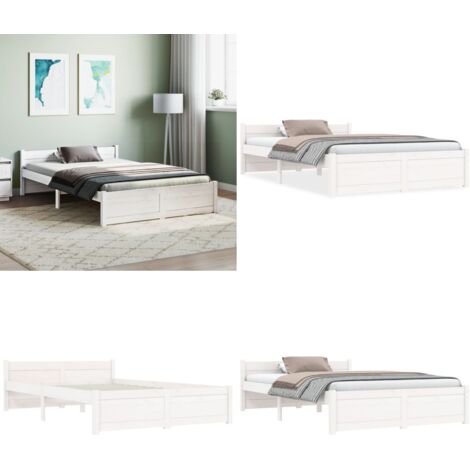 VIDAXL Massivholzbett Weiß 120x200 cm - Bettrahmen - Bettgestell - Home & Living