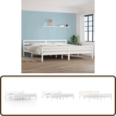 Massivholzbett Weiß 200x200 cm - Holzbett - Massivholzbette - Kiefernbett - Doppelbett - Weißes Bett