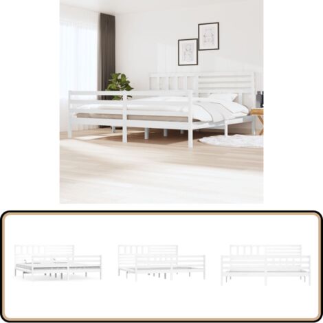 Massivholzbett Weiß 200x200 cm - Holzbett - Massivholzbette - Kiefernbett - Doppelbett - Weißes Bett