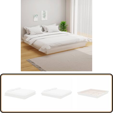 Massivholzbett Weiß 200x200 cm - Holzbett - Massivholzbette - Kiefernbett - Doppelbett - Weißes Bett