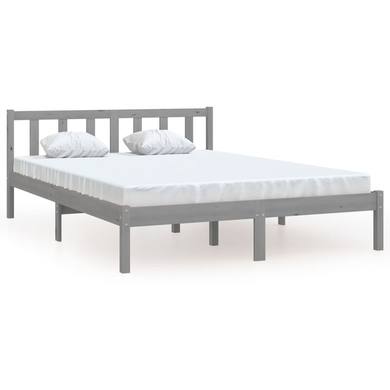 vidaXL Massivholzbett Kiefer Grau 140x200 cm - Grau