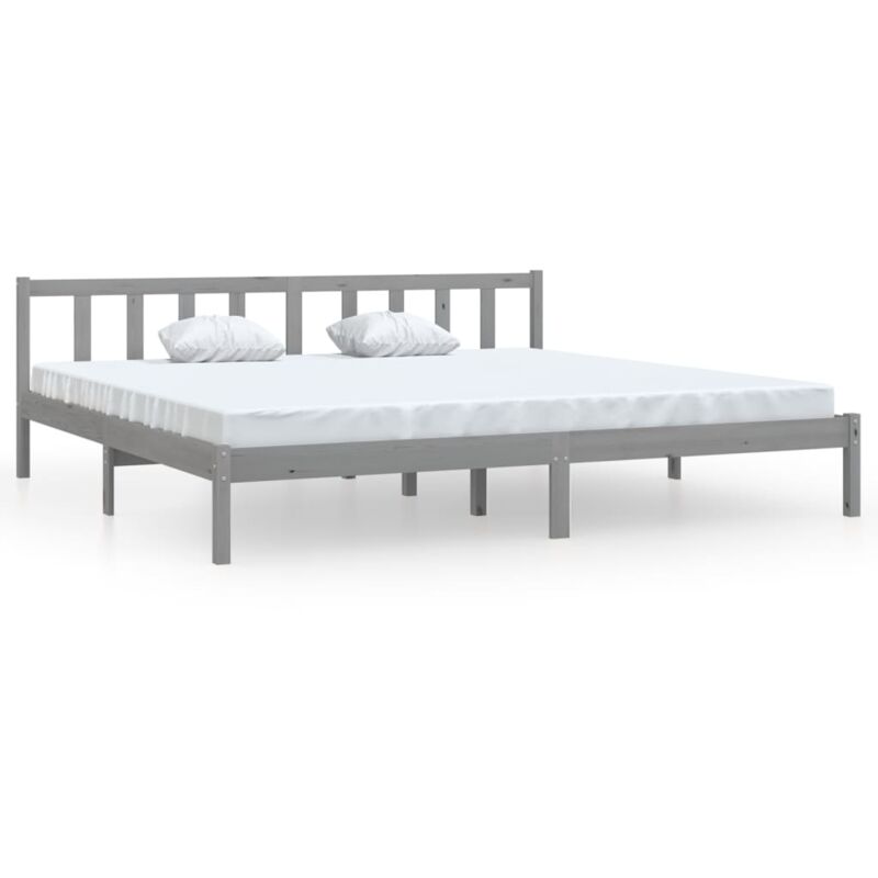 Vidaxl - Massivholzbett Kiefer Grau 180x200 cm UK Super King - Grau