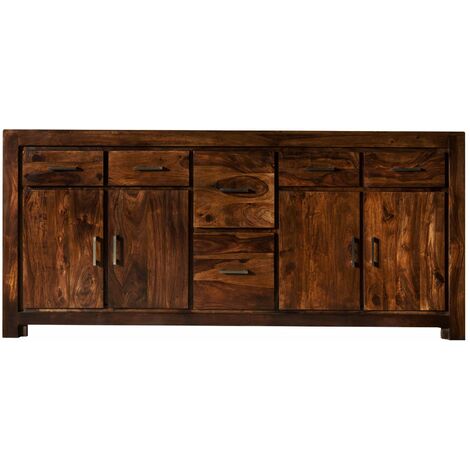 Massivmoebel24 – Buffet palissandre laqué 200x45 cm – Design minimaliste – Veinures marquées pour décoration élégante – Série METRO LIFE