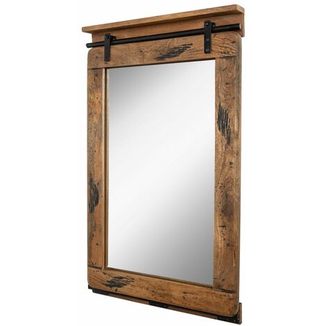 Massivmoebel24 – Miroir sur pied 60x100cm – Bois de manguier laqué – Style industriel RAILWAY – Décoration originale pour intérieur