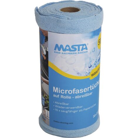 Masta Microfaser Rolle 300x300mm diese Mikrofasertücher sind Stück für Stück abreißbar & waschbar, 50 Microfasertücher