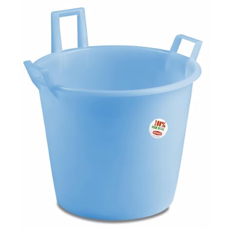 Mastello ad uso casalingo con 3 manici in plastica polipropilene azzurro -125 litri