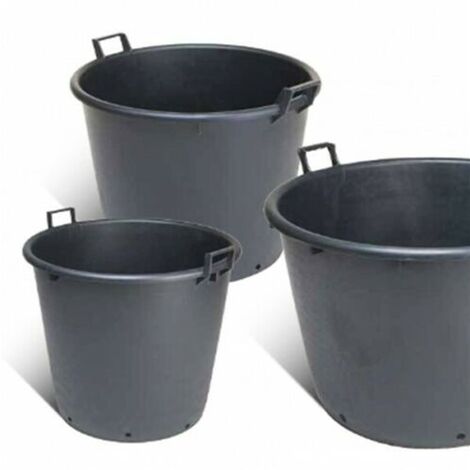 Mastello in plastica nero con manici e fori mastellone tino tinozza giardino con diversi diametri - Select 1: Ă¸80 cm - 160 litri