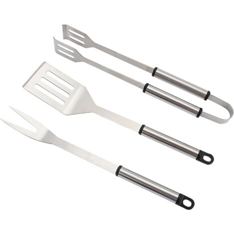 Master Grill&ampParty MG115 - Set of utensili da barbecue con forchetta, vanga e pinze, acciaio inox, accessori per barbecue of 36 cm