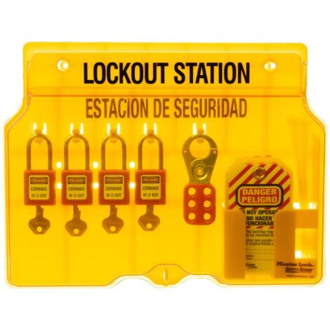 Master Lock 1482BP410 - Stazione di blocco con 4 lucchetti termoplastici Zenex