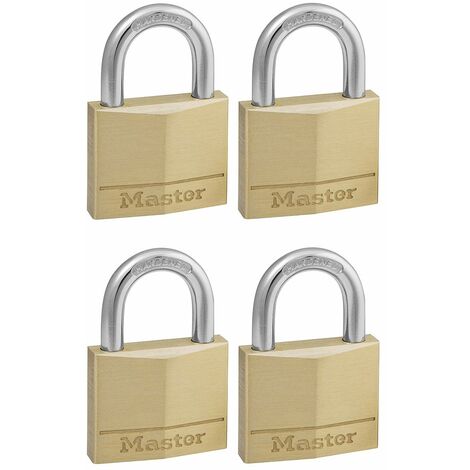 Master Lock 150EURQNOP Confezione da 4 Lucchetti con Chiavi in Ottone, Oro, 6.8 x 5 x 1.4 cm