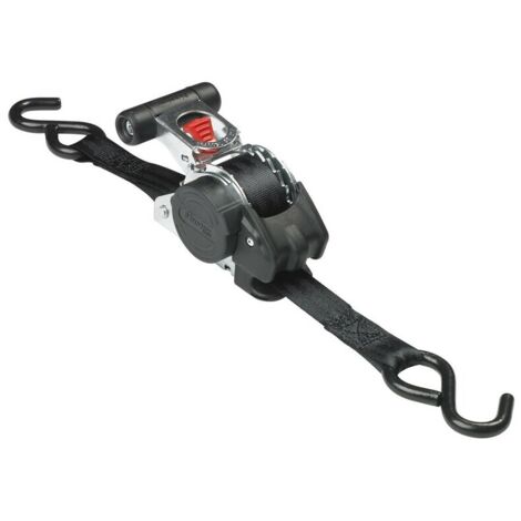 Master Lock 3238EURDAT Sangle d'Arrimage avec Crochets et Cliquet Rétractable, Noir, 3m x 25mm Sangle, Pack de 2