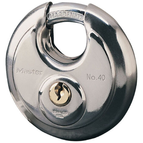 Master Lock – Cadenas disque 40EURD – Acier inoxydable résistant à la corrosion – Sécurité renforcée pour garage et remorque – Largeur 7 cm