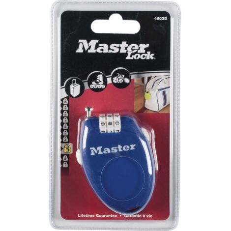 Master Lock 4603EURD Cavo Riavvolgibile, Combinazione Programmabile a 3 Cifre, 70 cm