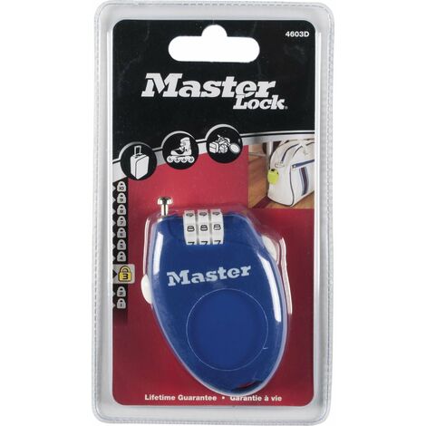 Master Lock 4603EURD Cavo Riavvolgibile, Combinazione Programmabile a 3 Cifre, 70 cm
