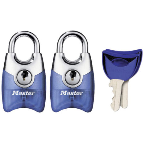 Master Lock 4630EURTAST Pack de 2 Cadenas Fusion à Clé et Anse Protégée, Couleur Aléatoire, 4,4 x 2 x 1,4