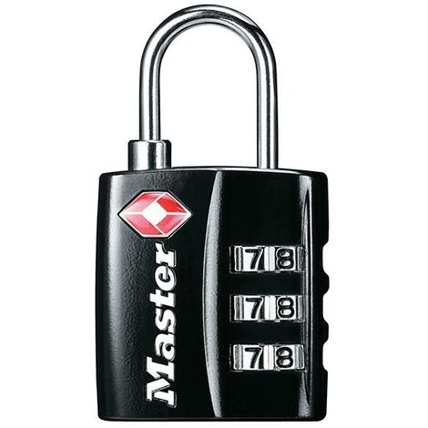 Master Lock 4680EURDBLK TSA 3-Digit Combination Black Finish 30mm Padlock MLK4680BLK