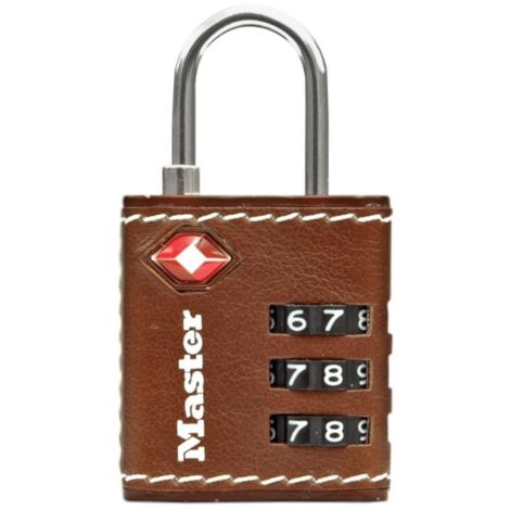 Master Lock 4692EURDBRN TSA Zahlenschloss, Braunes Leder, 5,5 x 3 x 2,6 cm