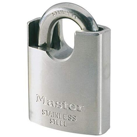 Master Lock 550EURD Lucchetto Marino a Chiave e Archetto con Protezione, Grigio, 9 x 5 x 2.3 cm