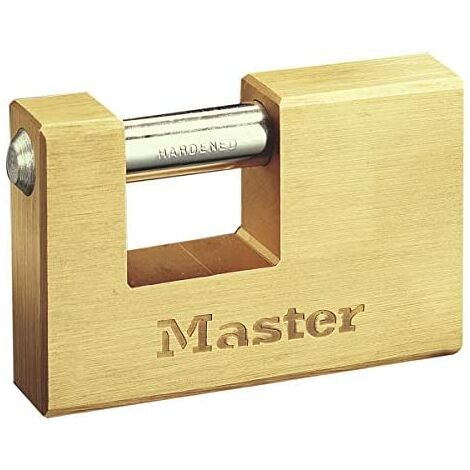 Master Lock 608EURD Candado Rectangular con Cuerpo de Latón Macizo a Llaves, Oro, 8,3 x 8,5 x 1,8 cm