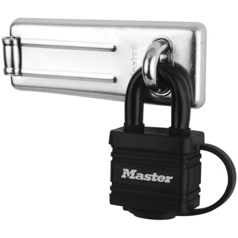 Master Lock 7804704EURD Pack Comprenant un Moraillon de Porte et un Cadenas à Clé, Noir