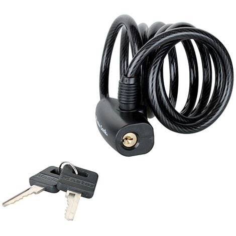 Master Lock 8126EURDPRO Black Self Coiling Keyed Cable 1.8m x 8mm MLK8126E