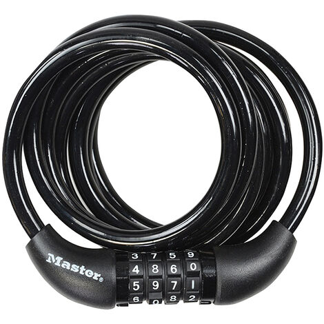 Master Lock 8221EURDPRO Self Coiling Combination Cable 1.8m x 8mm MLK8221E