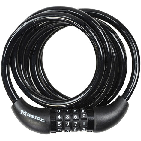 Master Lock 8221EURDPRO Self Coiling Combination Cable 1.8m x 8mm MLK8221E
