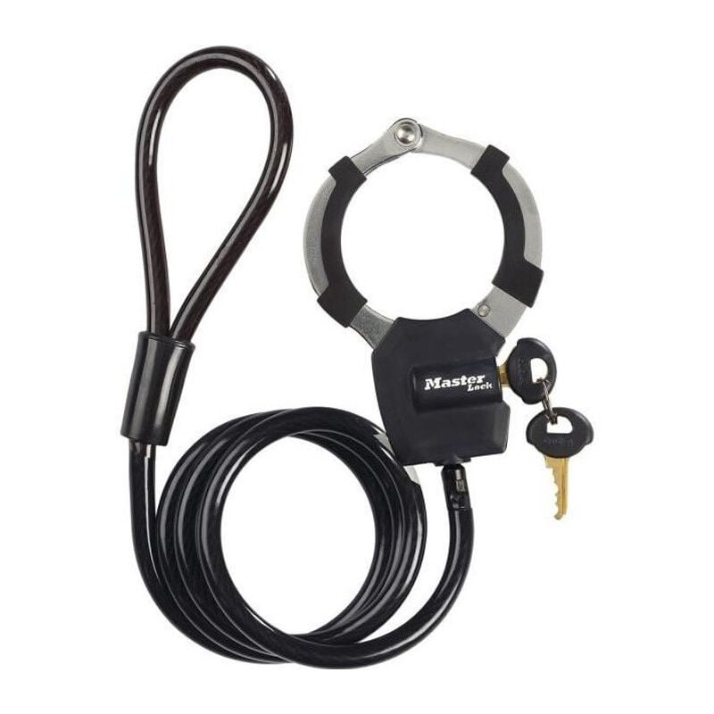 Antivol a Clé avec Menotte Master Lock 8275EURDPRO - 1m - Idéal pour trottinettes - Noir