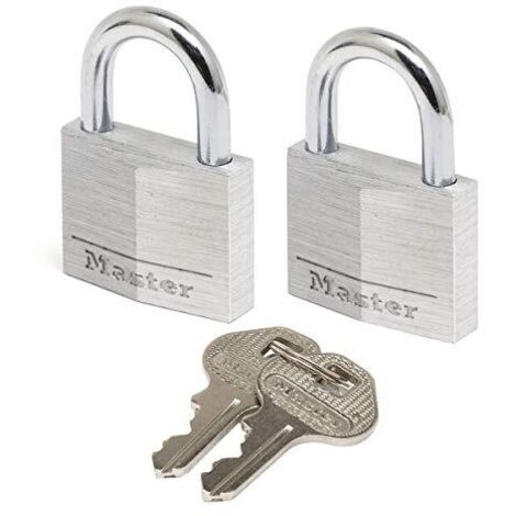 Master Lock 9130EURT Confezione da 2 Lucchetti a Chiave in Alluminio, Grigio, 3 x 5.2 x 1.6 cm