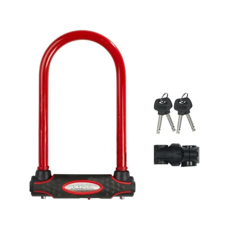 Master Lock - Antivol Vélo u [a Clé] [Support de Vélo Universel] [Antivol Certifié] [Rouge] 8195EURDPROCOLR