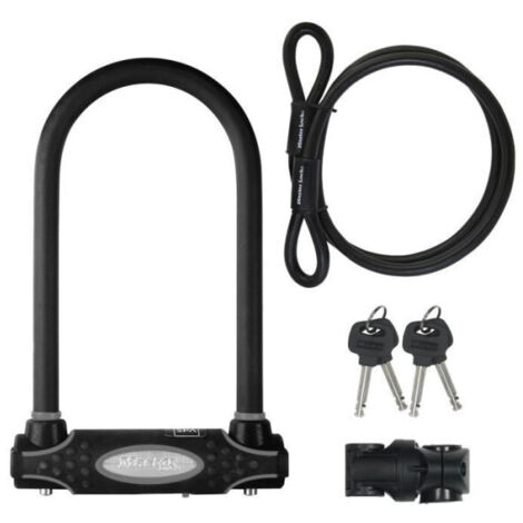 MASTER LOCK Antivol U avec Câble [A Clé] [Support de Vélo Universel] [Antivol Certifié] 8274EURDPRO - Idéal pour les Vélos, Vélos Electriques, VTT et autres