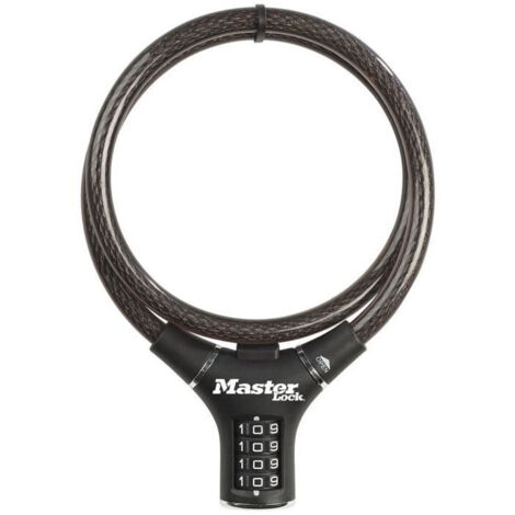 MASTER LOCK Cable Antivol Vélo [90 cm Câble] [Combinaison] [Extérieur] 8229EURDPRO - Idéal pour Vélo, Vélo Electrique, Skateboard, Poussettes, Tondeuses et autres Equipements