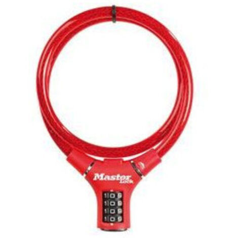 MASTER LOCK Cable Antivol Vélo [90 cm Câble] [Combinaison] [Extérieur] [Couleur Aléatoire] 8229EURDPROCOL - Idéal pour Vélo, Vélo Electrique, Skateboard, Poussettes, Tondeuses et autres Equipements