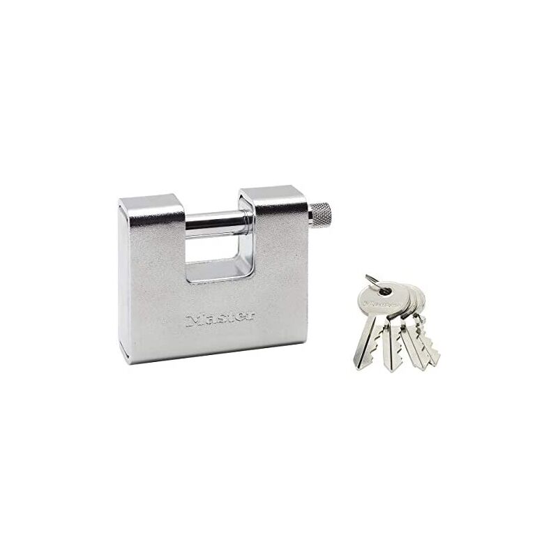 Master Lock 680EURD Cadenas rectangulaire de Zinc a Clés, Gris, 8 x 9,5 x 2,9 cm