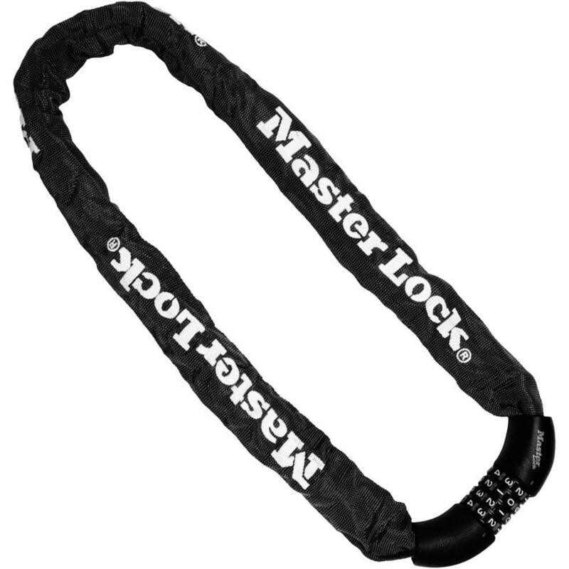 Master Lock - Antivol Chaîne en acier cémenté avec cadenas à combinaison programmable 90 cm x 8 mm Noir