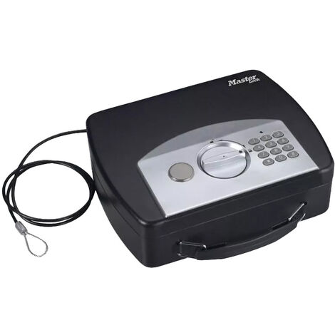 Master Lock – Coffre-fort nomade à combinaison électronique – Acier – Dimensions extérieures 170x230x170mm – Câble de fixation 88cm – Poids 4kg - P008EML