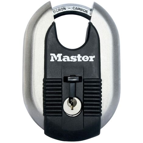 MASTER LOCK Disco Lucchetto ad Alta Sicurezza [Chiave] [Acciaio Inox] [Esterno] M187EURD - Ideale per Portali, Garage, Sconto