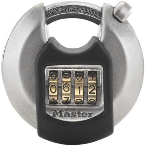 Master Lock Excell™ Discus 70mm Stainless Steel Padlock with 4-Digit Combination, Model M40EURDNUM
