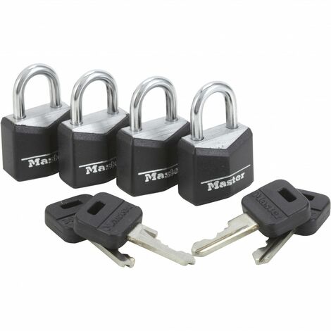 MASTER LOCK Lot de 4 cadenas à clé MASTER LOCK aluminium, l.20 mm