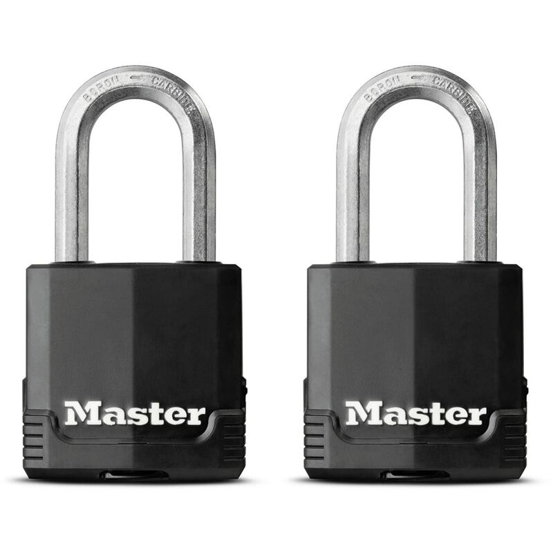 Image of Master Lock - Lucchetto ad Alta Sicurezza [Chiave] [Acciaio Laminato e Rivestimento Anti-ruggine] [Esterno] [Arco m] [Set di 2] M115EURTLF - Ideale
