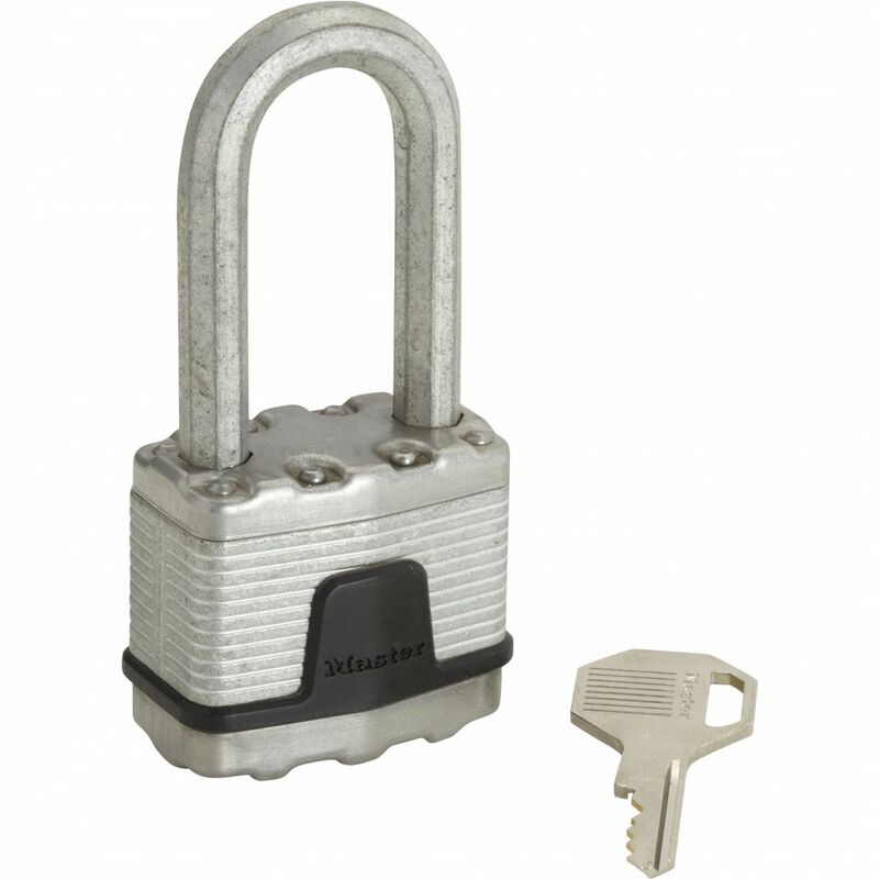 Image of Lucchetto ad Alta Sicurezza [Chiave] [Acciaio Laminato] [Esterno] [Archetto l] M5EURDLH - Ideale per Portali, Garage, Sconto - Master Lock