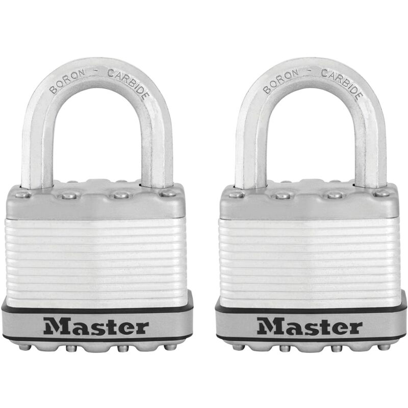 Image of Master Lock - Lucchetto ad Alta Sicurezza [Chiave] [Acciaio Laminato] [Esterno] [Set di 2] M5EURT - Ideale per Portali, Garage, Sconto