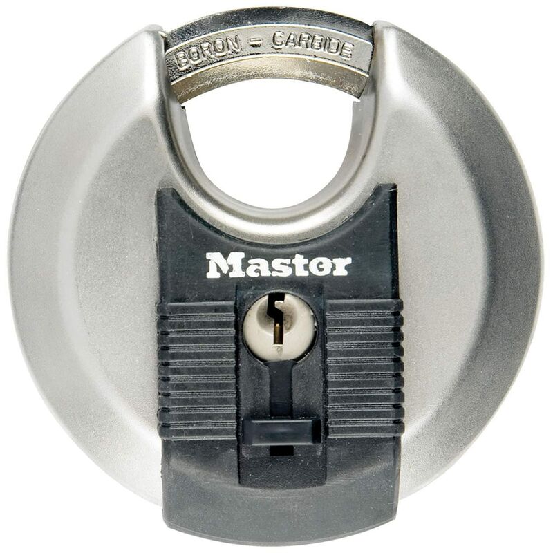 Image of Master Lock Lucchetto Excell Disco da Esterno con Arco Protetto, a Chiave, 70 mm in Acciaio Inossidabile