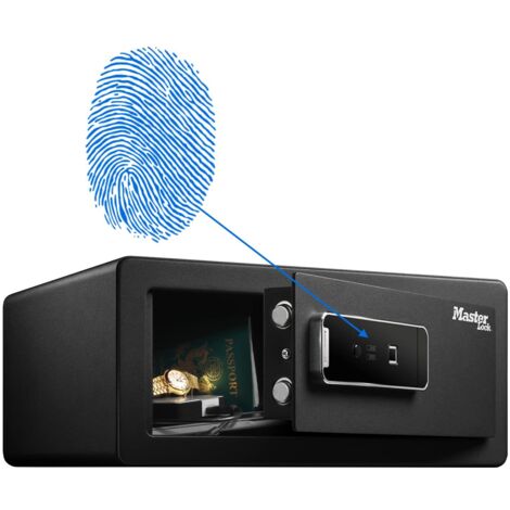 Master Lock LX110BEURHRO Cassaforte di Sicurezza biometrica per Oggetti di Valore, 19,5 x 43 x 37 cm, Nera, Nero, 25 L