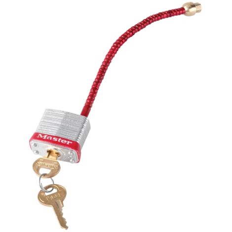 Master Lock MLKS7C5RED Lockout Padlock with Flexible Braided Steel Cable Shackle in Red