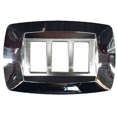 Master Modì pour plaque Bticino 3 modules argent brillant MD223