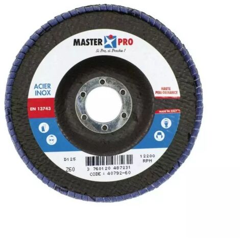 Master Pro 40792-36 Lot de 10 Disques bombés à lamelle Acier et Inox MP Grain 36 - Diamètre 125mm
