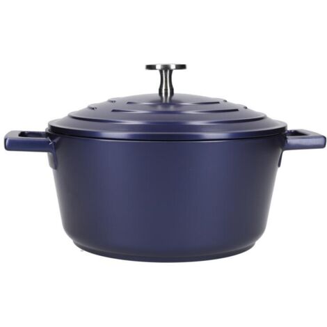MasterClass Aluminiumguss-Kasserolle mit Deckel of Induktions- und backofenfest, 20 cm / 2,5 L - Blau Metallic