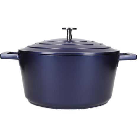 MasterClass Aluminiumguss-Kasserolle mit Deckel of Induktions- und backofenfest, 24 cm / 4 L - Metallic Blau